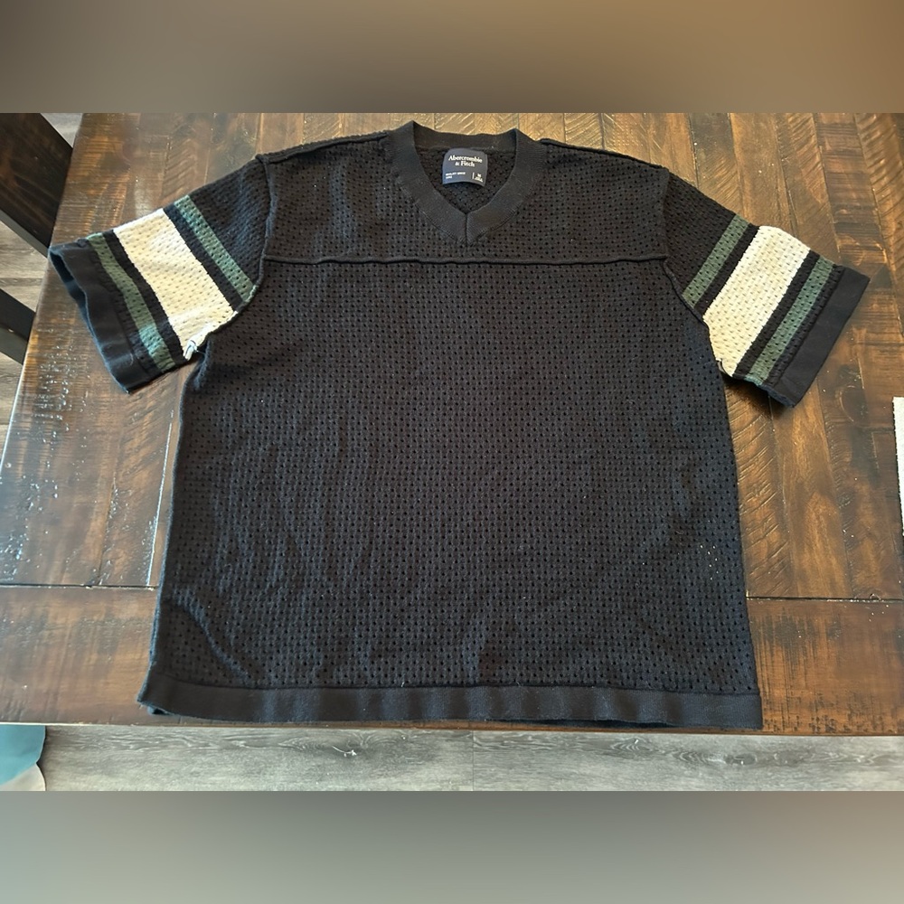 Abercrombie & Fitch Black Mesh Knit Top